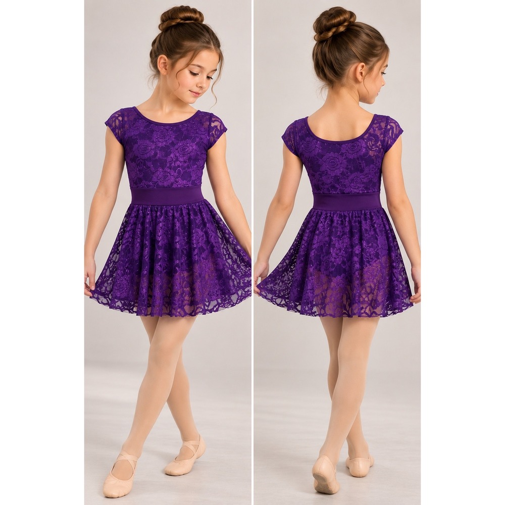 Curtain Call E1753 Child Medium Purple Lace Lyrical Ballet Dance Costume CME